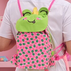Lush Hoppy Frog Organic Cotton Drawstring Backpack Bag